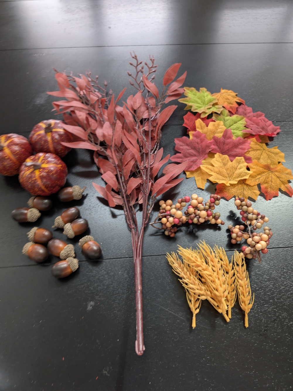 Fall Faux Foliage and Accent Set - Red, Gold, Orange